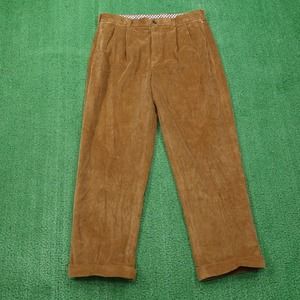 BROOKS BROTHERS 346 BROWN PLEATED CORDUROY PANTS MENS SIZE 36X30